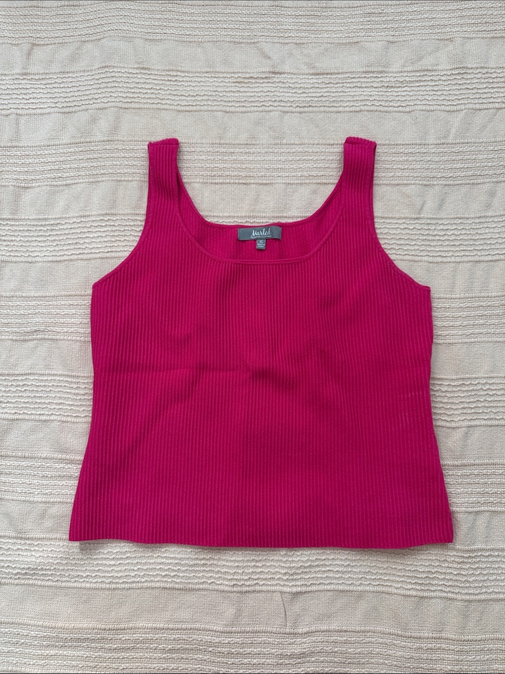 Marled Hot Pink Ribbed Scoop Tank